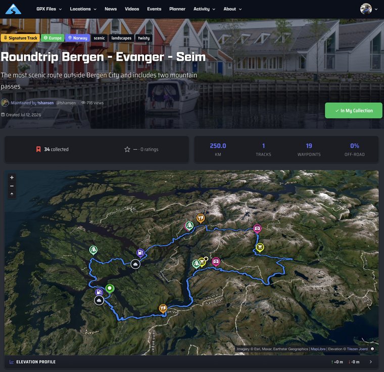A Signature Track page on the DMD HUB with its 3D map, waypoints and ride statistics